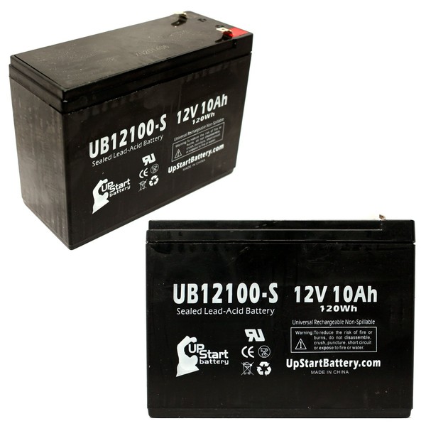 2X Pack UpStart Battery Replacement for Neuton Mowers CE5 Battery - UB12100-S Universal Sealed Lead Acid Battery (12V, 10Ah, 10000mAh, F2 Terminal, AGM, SLA)
