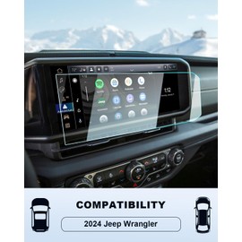 For 2025 Jeep Wrangler Screen Protector -2024 2025 Wrangler Accessories (Sport/Sport S/Willys/Sahara/Rubicon/Rubicon X) 9H Tempered Glass 12.3 Inch Navigation Touchscreen Anti-Scratch High Sensitivity