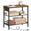 HOOBRO End Table, 3-Tier Narrow Side Table with Charging Station,