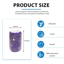 DXNQ Upright Car Chapstick Holder, Bling Strong Adhesive Upright Lipstick Organizer Vehicle Lip Balm Holder, Sparkling Rhinestone Auto Interior Insulating Lip Balm Mount for Women (Purple)