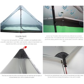 Telomat 3FULGEAR Lanshan1 Pro Outdoor Ultralight Camping Tent for 1 Person 3/4 Season Professional 20D Nylon Double Sided Silicone Tent, Camping, Trekking, Kayaking, Climbing, Hiking (Green 4 Season)