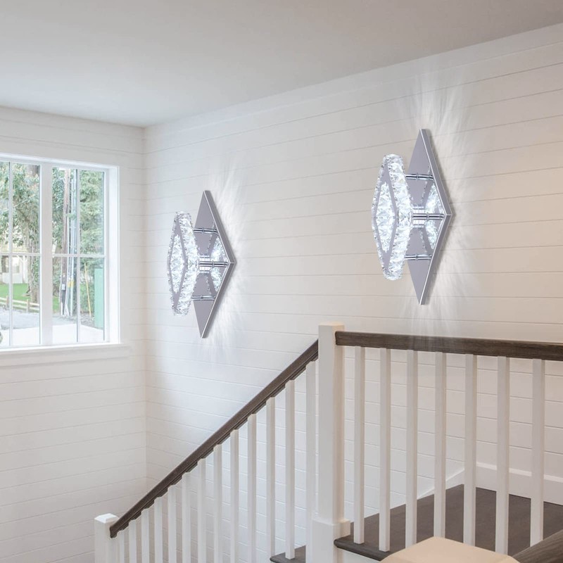 diisunbihuo Mini Crystal Chandelier Crystal Ceiling Light Square LED Pendant