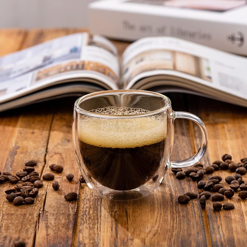 Stylusella Double Wall Glass Espresso Cups 5oz/150ml, A set of
