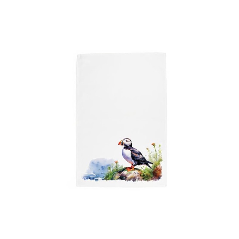 Puffin Tea Towel - Coastal Sea Birds Wildlife Gift for
