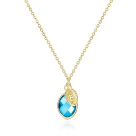 Me&Hz 14K Gold Filled March Birthstone Necklace Dainty Initial E Pendant Aquamarine Necklace for Women Aqua Blue Crystal Birth Stone Necklaces Mother March Birthday Gift