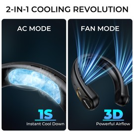 AMACOOL Portable Neck Fan with Ice Cooling Plate, Birthday Gifts for Men Women, 3-Speed Hands-Free Personal Cooler with LED Screen, Bladeless Cooling Fan for Beach Camping Travel Essentials 2026