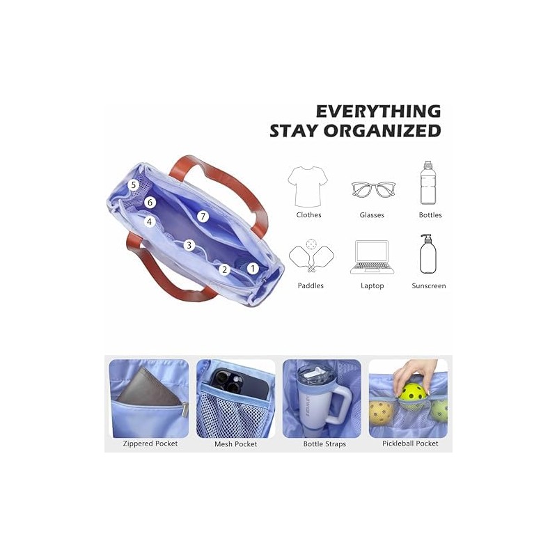 Pickleball Sling Bag Organizer with Paddle and Ball Compartments, Fence