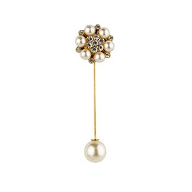 Knighthood Brooch Pin White Pearl Rose Gold and Stone Detailing Flower Lapel Pin Badge Coat Suit Wedding Gift Party Shirt Collar Lapel Pin Accessories for Men Women