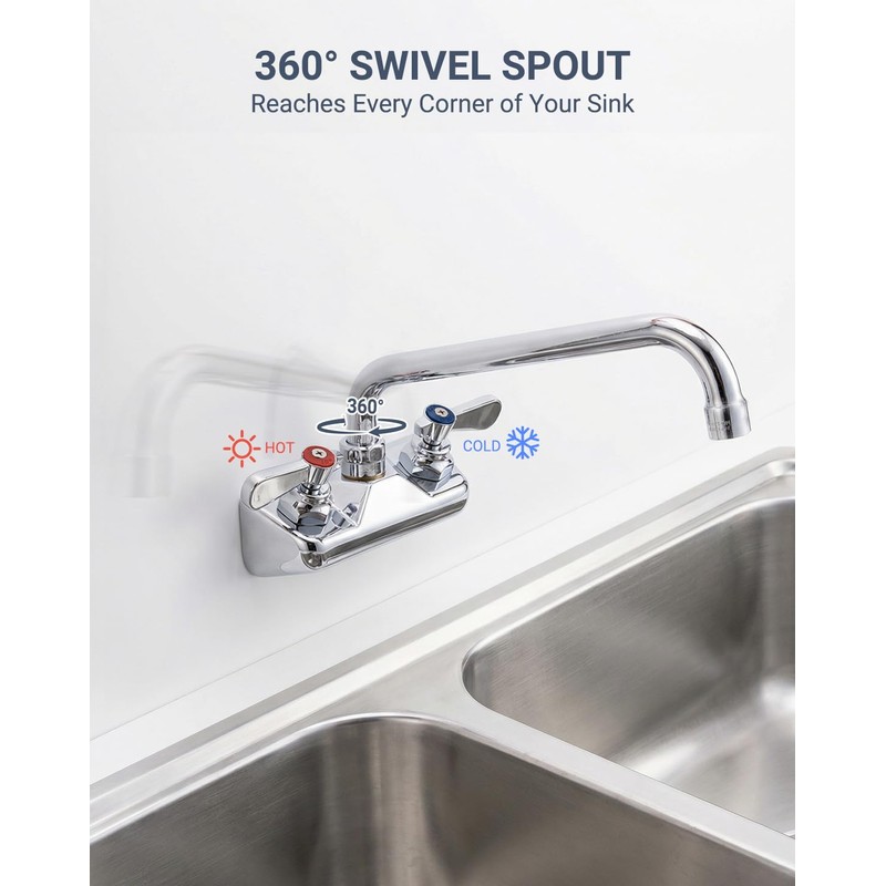 Phivan Commercial Sink Faucet - Leak Free Brass 4 Inch
