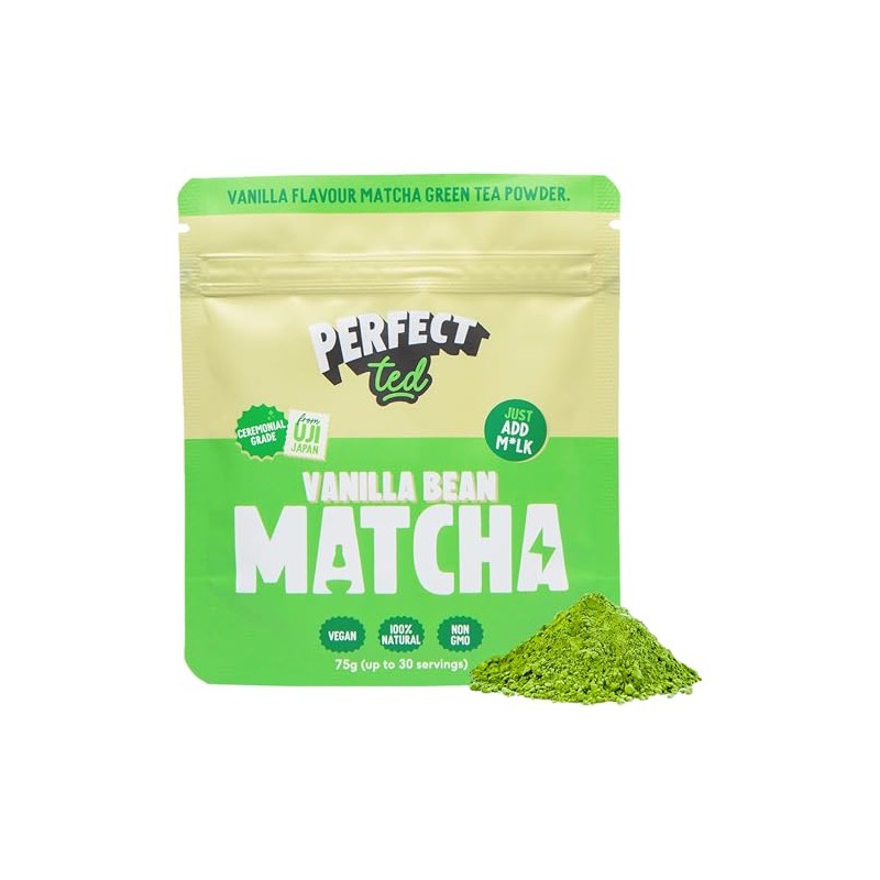 PerfectTed Vanilla Bean Matcha Latte Powder (75g) | Ceremonial Grade