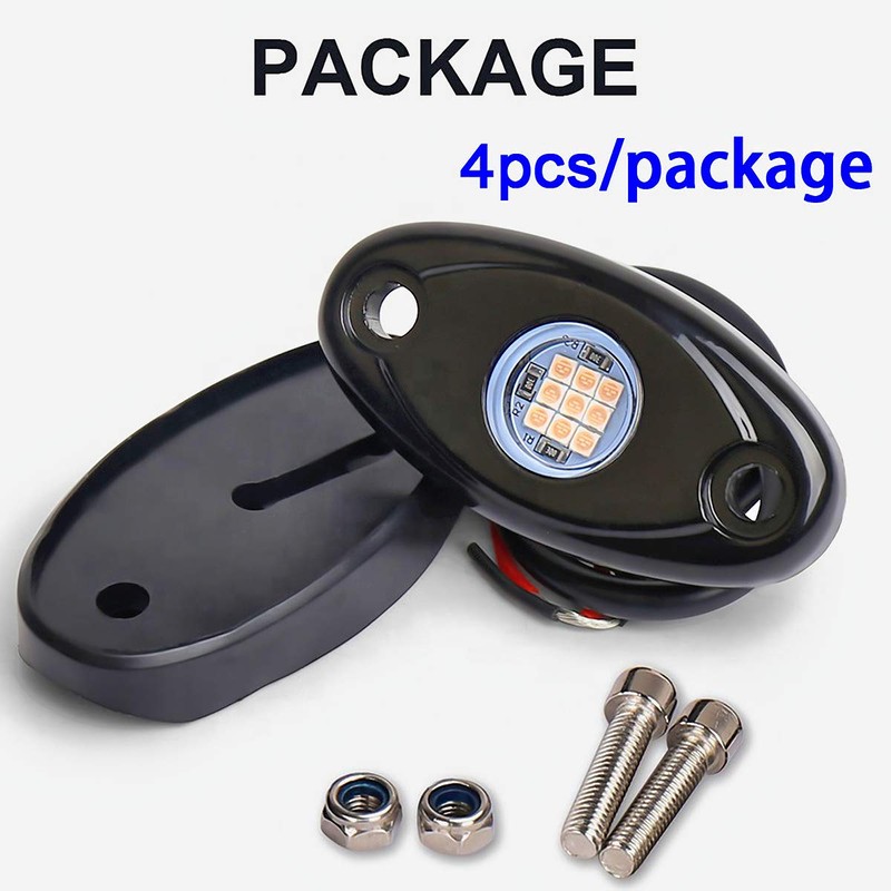 Red LED Rock Lights, 4 Pods Neon 12V Waterproof Underglow