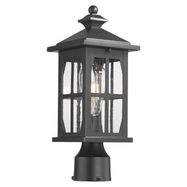 Darkaway Outdoor Post Lights, Exterior Post Lantern Lamp Waterproof Aluminum Housing Lamp with Seeded Glass, Fence Pole Deck Lighting for Garden Patio Pathway Driveway