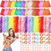 WILLBOND 120 Pcs Hawaiian Grass Skirt with Flower Costume Set