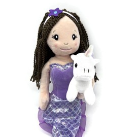 The Petting Zoo Mermaid Doll with Unicorn Stuffed Animal- Great Gifts for Girls, Mermaid Plush Doll with Unicorn Plush Toy, 17 inch (Brunette)