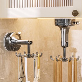 Hooks for Kitchen Utensils | Suction Cup Rotatable Utensil Hanger with 6 Claws | Multifunctional Space Saving Kitchen Utensil Holder for Coffee Cups