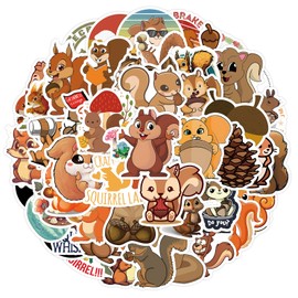 Generic 60Pcs Cute Cartoon Animal Squirrel Stickers, Waterproof Vinyl Stickers for Kids, Adults Water Bottle Laptop Guitar Phone Skateboard Luggage