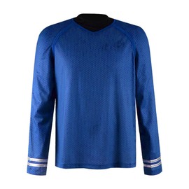 Men's Star Series Costume Shirt Kirk/Scotty/Spock Cosplay T-Shirts (Blue, L)