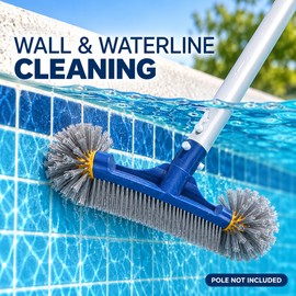 2 Pack 13 Inch Pool Cleaning Brush Heads with Rounded Corner Bristles, Nylon Scrub Brushes for Pool Walls, Steps and Spas