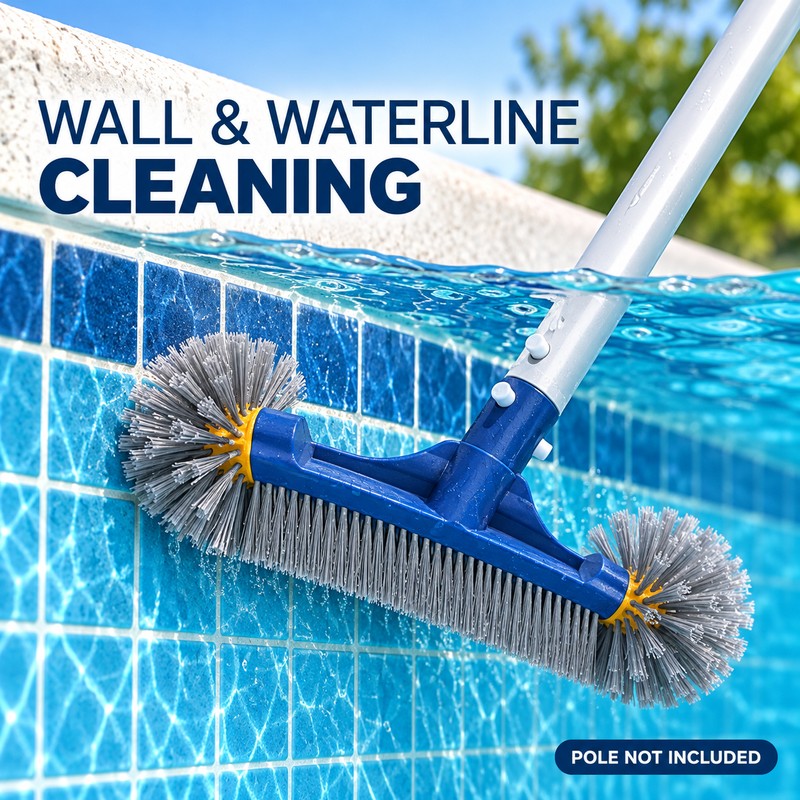 2 Pack 13 Inch Pool Cleaning Brush Heads with Rounded