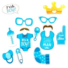 Pack of 30 Baby Shower Photo Props, Baby Shower Photo Accessories, Baby Gender Reveal Party, Masks, Baby Shower Photo Box Accessories, Props for Baby Photo Booths, for Boys/Girls, Birthday