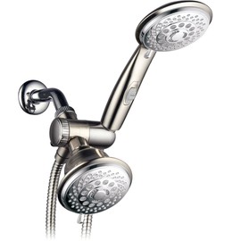 HotelSpa Designer Collection Ultra-Luxury 30-Setting 3-way Rain/Handheld Shower Head Combo by Top Brand Manufacturer - 2-tone Chrome/Brushed Nickel Finish