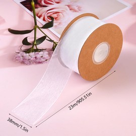 White Chiffon Gift Ribbon, 38 mm x 23 m Gift Ribbon, White, Wedding Ribbon, White Ribbon, for Wedding, Bridal Bouquet, Gift Wrapping