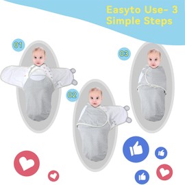 LANDICI 3 Pack Baby Swaddle Blanket 0-3 Months, 100% Breathable Organic Cotton Swaddles for Newborn, Ergonomic Baby Swaddle Wrap, Easy Changes Sleepsack Swaddle, Baby Essentials (Starry Night)