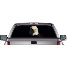 EZ CUT PRO American USA Flag Eagle Black Background Pick-UP Truck Back Window Graphic Decal Perforated Vinyl (Large 65" x 25")