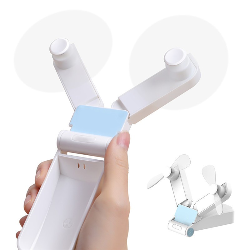 Folding Electric Fan Double Headed Portable Handheld Mini USB Fan