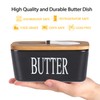 Lxmons Ceramic Butter Dish with Wooden Lid, Large Butter Container