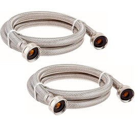 EZ-Fluid (2 Pcs) 72" x 3/4"FGH Hose Appliances Burst Proof Braided Stainless Steel Metal Washing Machine Hose,Hot or Cold Inlet Wash Machine Hoses Connector,Portable Washer Water Supply Line Fill Hose