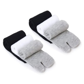 Sewroro 3 Pairs Toe Socks Cotton Socks Elastic Cotton Tabi Socks Tabi Toe Socks Unisex Socks for Men Women (White+ Grey+ Black)