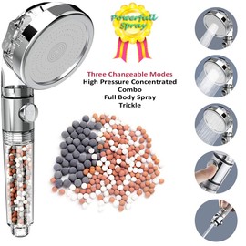 IHAO Filter Showerhead with Bracket Metal Hose High Pressure Handheld Shower Purifying Hard Water Softener Chlorine Flouride Filter Multi Modes Changeable Shower head Fresh Dry Skin & Hair Loss