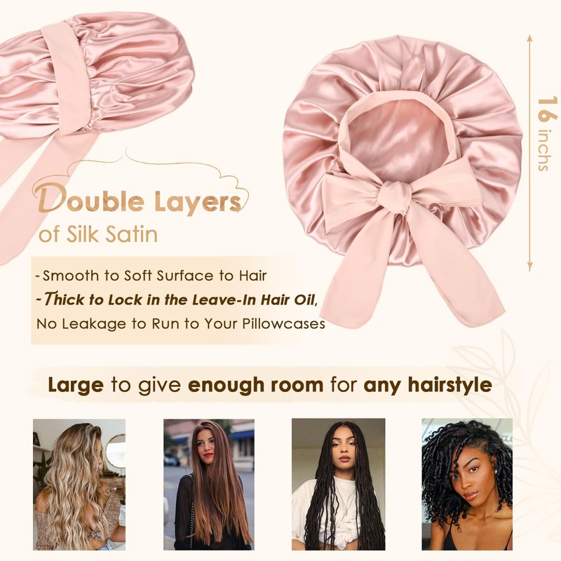 YANIBEST YANIBEST Silk Bonnet for Sleeping Women Satin Bonnet Double