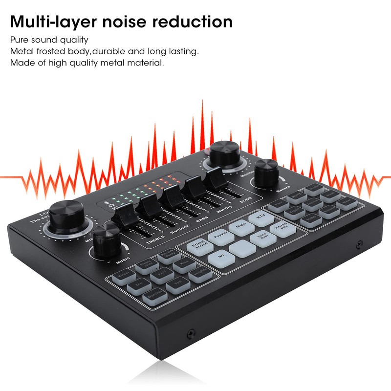 V9 Bluetooth Sound Card, Bluetooth Sound Mixer Board with 16Effects,