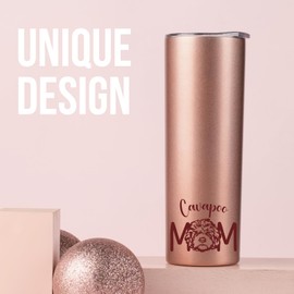 Onebttl Cavapoo Gifts for Women, Unique 20oz (590ml) Cavapoo Tumbler with Lid and Straw, Cavapoo Lover Gifts, for Christmas, Birthday, Gifts for Cavapoo Mum