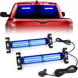 Auto 1002L Emergency Strobe Light Bar 40LED Amber Dash Safety Flashing Front/Rear Windshield Visor Light for ConstructionLight Color: Blue, Rated Power: 40, Beam Angle: Spot