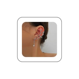 Iaceble Boho Antler Crawler Earrings Silver Antler Climber Earrings Christmas Deer Antler Earrings Tiny Crystal Teardrop Earrings Elk Reindeer Earrings Jewelry for Women