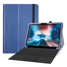 LiuShan Compatible with Dell Latitude 7200/7210 2-in-1 Tablet Case, PU Leather Slim Folding Stand Cover for 12.3" Tablet, Blue