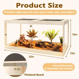 Prolee 34 Gallon Reptile Terrarium Tank 32 Inch Lizard Tank Bearded Dragon Tank with Metal Mesh Roof Door, Snake Tank with Lock Design, 32" Length