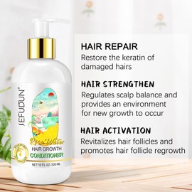 Rice Water Hair Growth Conditioner with Biotin 10 Fl Oz, Rice Water Hair Conditioner for Hair Growth, Improve Strength, Volume, and Shine, Softens & Moisturizes Dry, Frizzy, Damaged Hair.