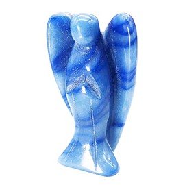 Ladeukoi Natural Moss Agate Guardian Angel Statue, Hand-carved Healing Crystal Pocket Figurines Decoration 2 Inches