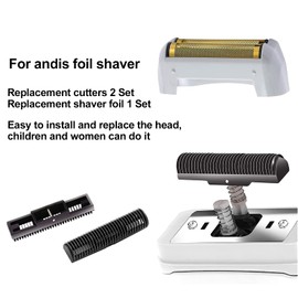 Paquete de 2 láminas de repuesto y cortadores Pro Shaver compatibles con "andis #17150 repuesto de papel de afeitadora dorado
