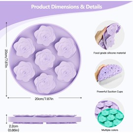 TUCANA 2PCS Lick Mat for Dogs & Cats, Stable Slow Feeding Pad with Suction Cups, Licking Treat Mat, Anxiety Relief, Build Healthy Good Eating Habit (Flower Pack of 2)