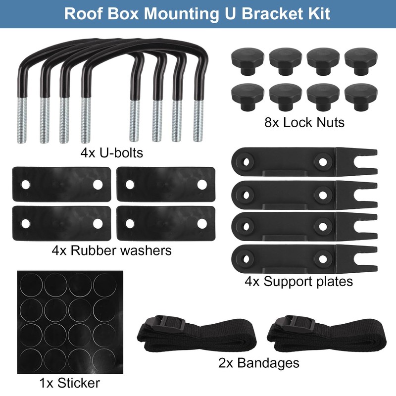 Erato Pack of 4 Universal Roof Box Mounting U Bracket