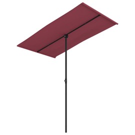 vidaXL Outdoor Rectangular Parasol- UV Protective, Rotatable 360 Degrees, 6.6'x4.9', Bordeaux Red, Aluminum Pole, Adjustable Height