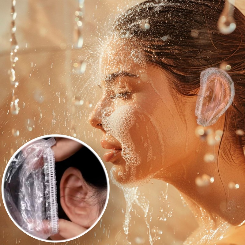 200 Pack Shower, Bathing,Ear Covers Clear Disposable Ear Protectors Waterproof
