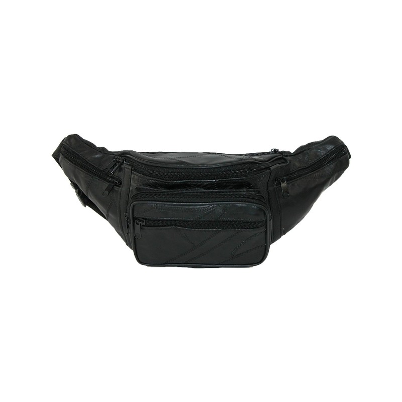 CTM Patch Leather Small Fanny Waist Pack, Black