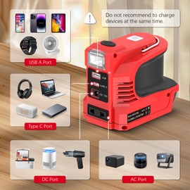 TPDL 220W Wechselrichter Konverter für Einhell 18V PCX Akku，DC 18V auf 220V~230V AC Spannungswandler Konverter mit USB & Type-C, LED-Arbeitslicht Sinus Sine Wave Stromwandler für Einhell Akku