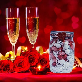 EBK Valentine's Craft Bottles with Lids, Mini Plastic Bottles for Valentines Day Home Table Decoration DIY Crafts Wedding Anniversaries Decor Party Favor & Gifts Set of 2 (Contents Not Included)